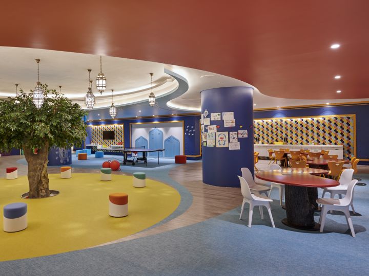 Kids club area with colourful chairs