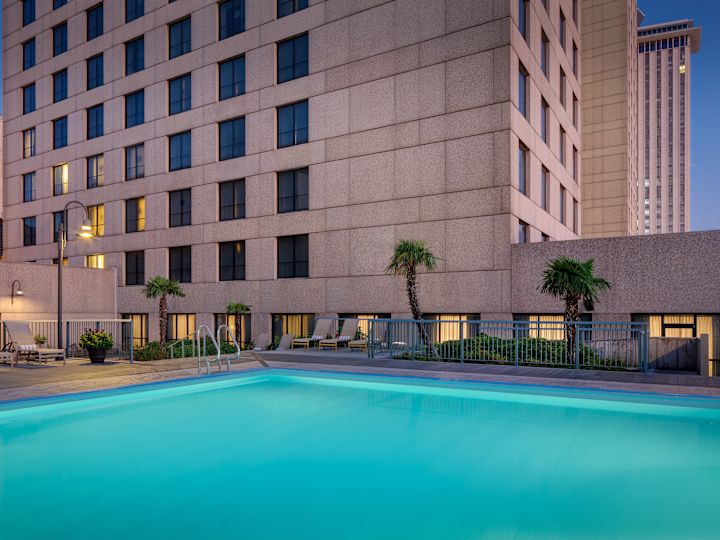 Dusk View of Lighted Outdoor Pool