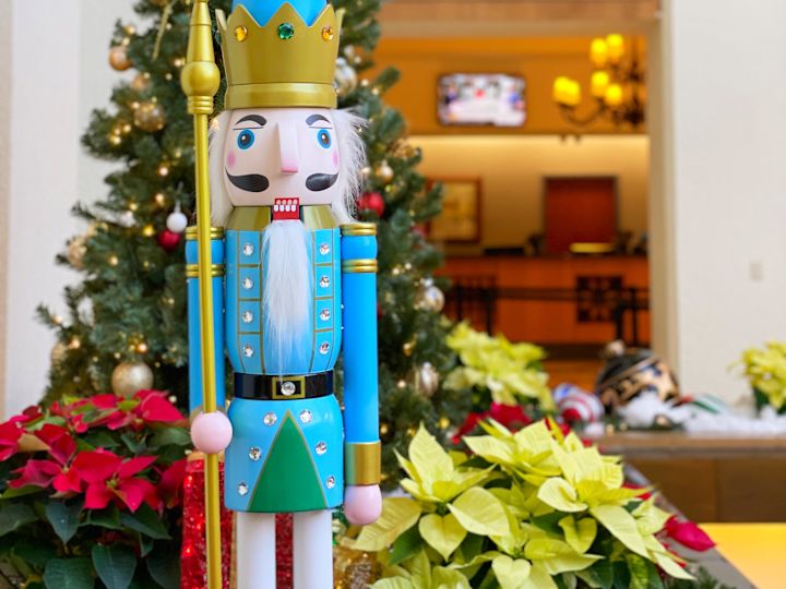 Nutcracker statue in lobby of hotel
