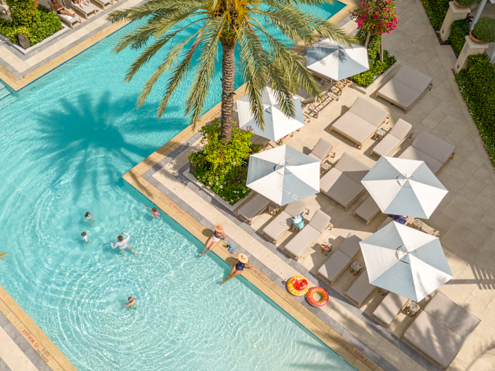 arial shot of swimming pool