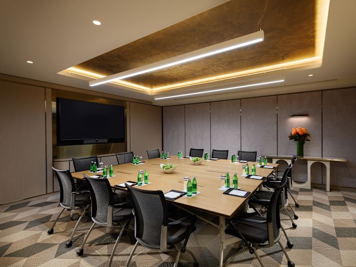 meeting room with tables and chairs