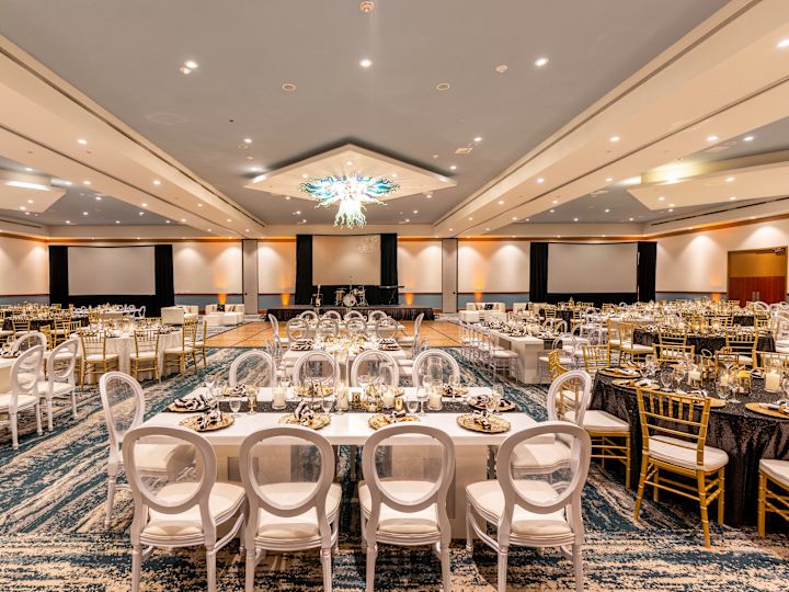 Ballroom with tables setup for event