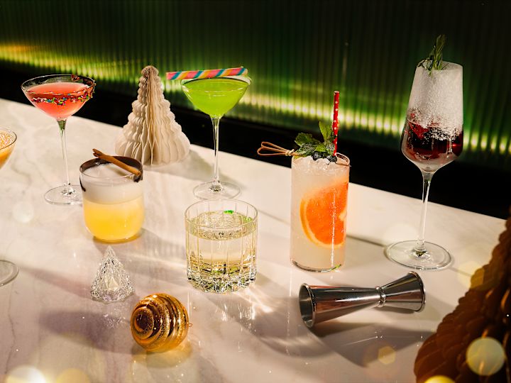 Festive Cocktail Glasses on a Table at Ginger Lily Restaurant