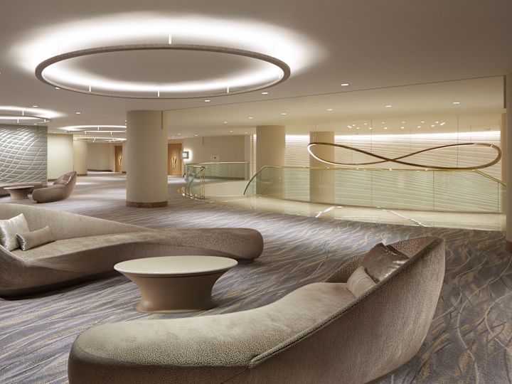 2F väntrum med sofas och bord