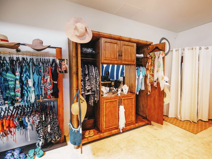 Retail shop with swimsuits and beach attire