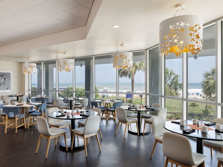 Dining Area at Coastal Grill with Beach View