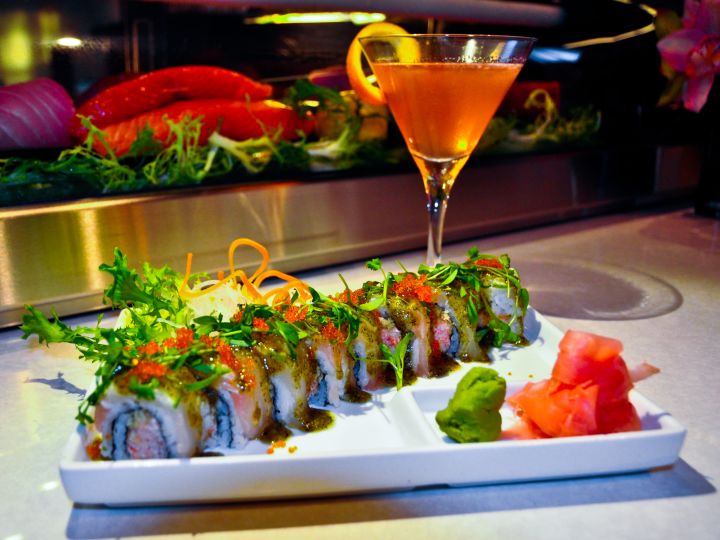 Plate of Sushi and a Cocktail