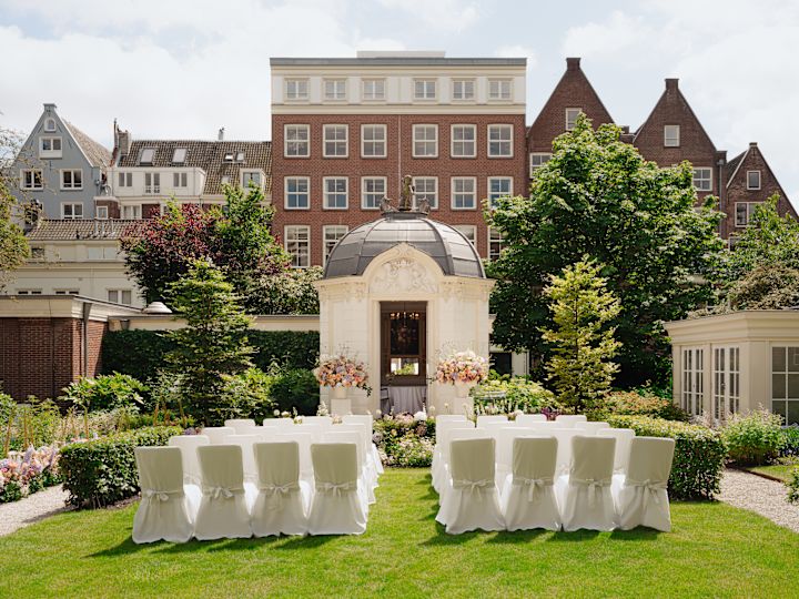 Hotel Courtyard with wedding set-up