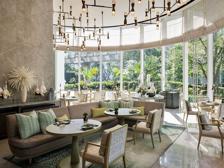 Front Room Restaurant Dining Area with Large Windows