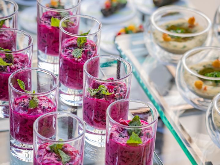 Outside Catering with yogurt glasses
