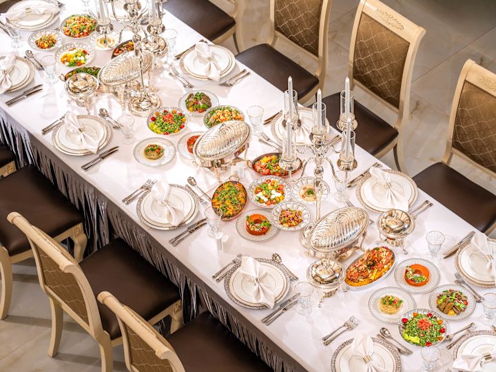 Large Dining Table with Food Selections