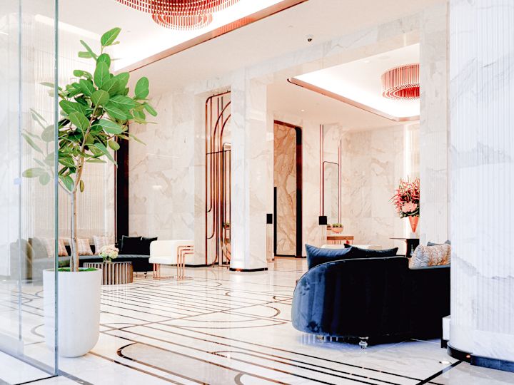 Lobby Area with Comfortable Seats and Plants