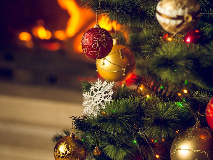 Close View of a Decorated Christmas Tree 