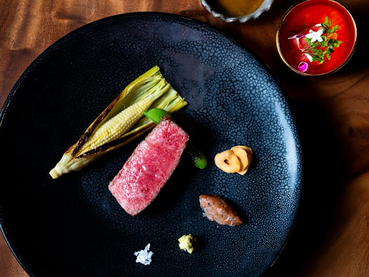 Food on a Plate at TSUKIMI Restaurant