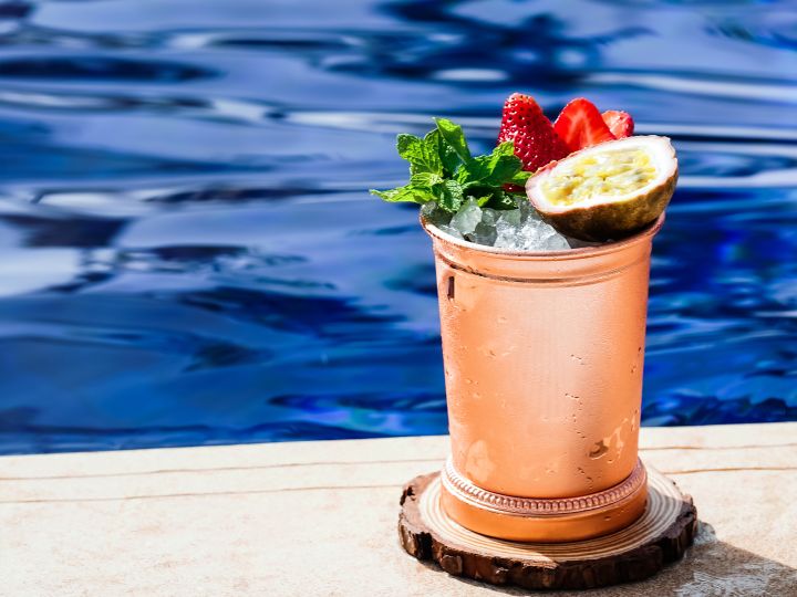 Cocktail resting by pool