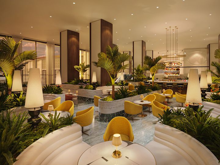 메자닌 바 및 라운지 공간