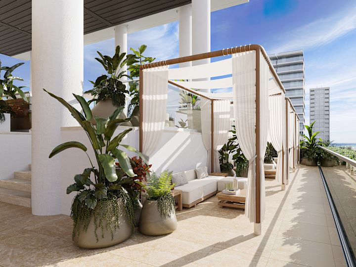 Patio with Covered Sitting Area and Plants