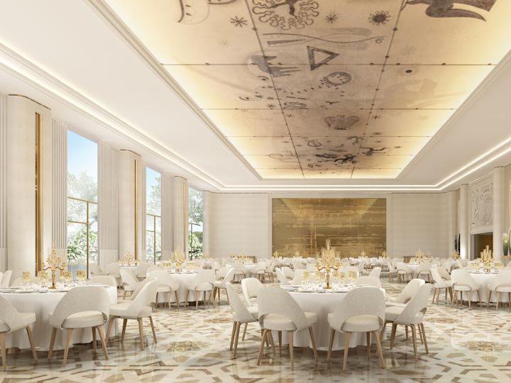 Rabat ballroom, reception round tables