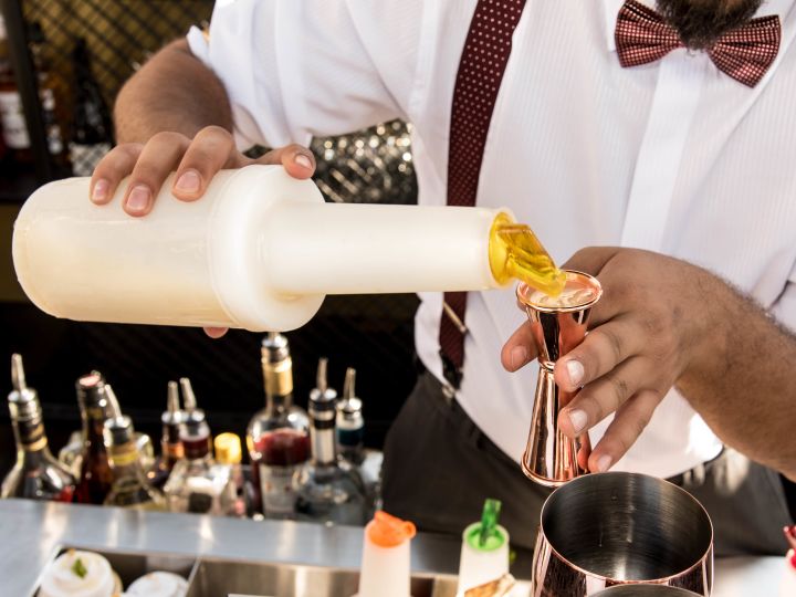 Bartender mixing a cocktail
