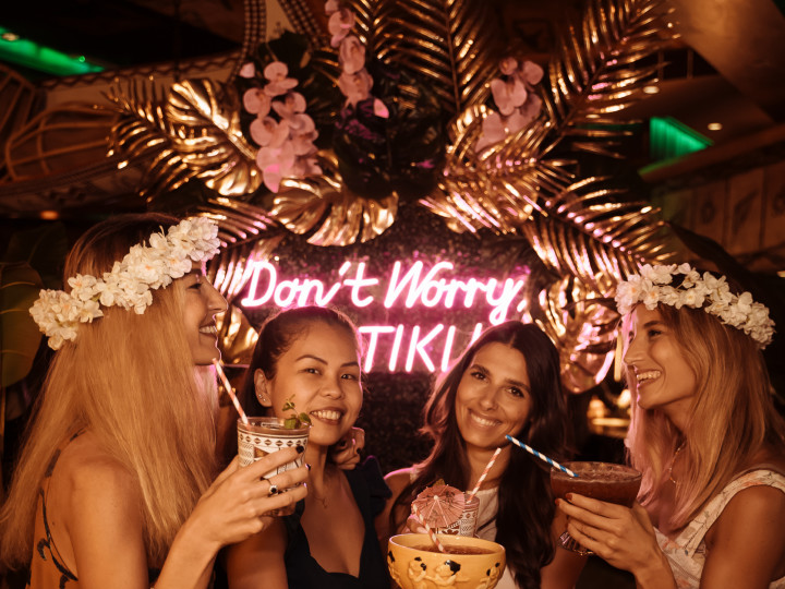 Women with drinks at Tiki Bar