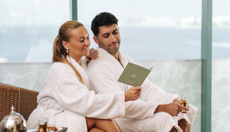Couple Reading Services Menu Card at the Spa