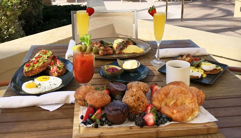Flagler's breakfast table by the outdoor pool