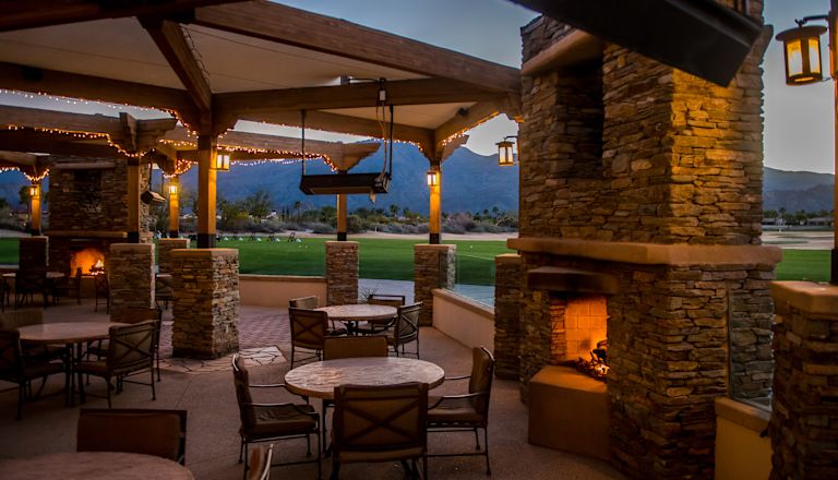 Outdoor Patio Area with seating and fire