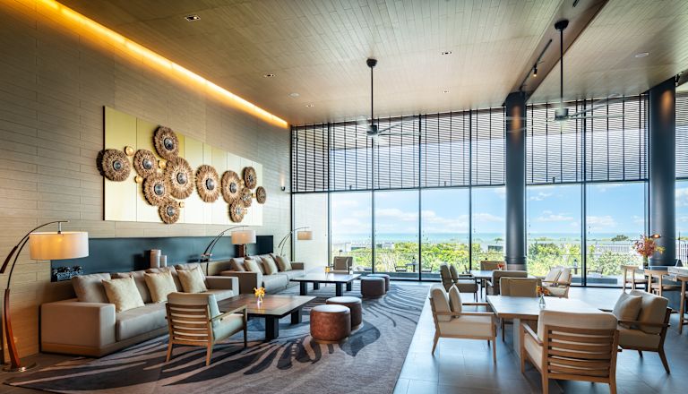 Lobby seating aera with view of outside