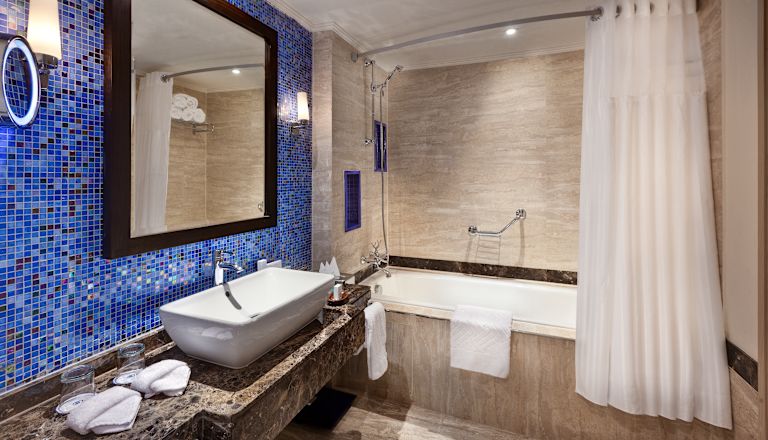 Guest Bathroom with Vanity and Bath Tub