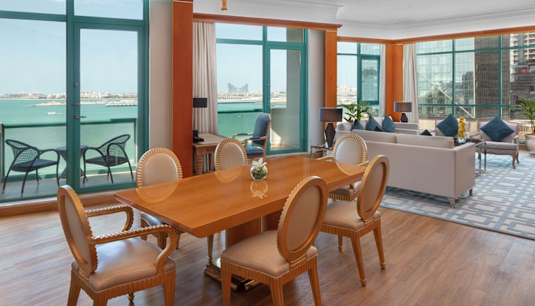 Royal Suite Living Area with Large Windows and Sea View