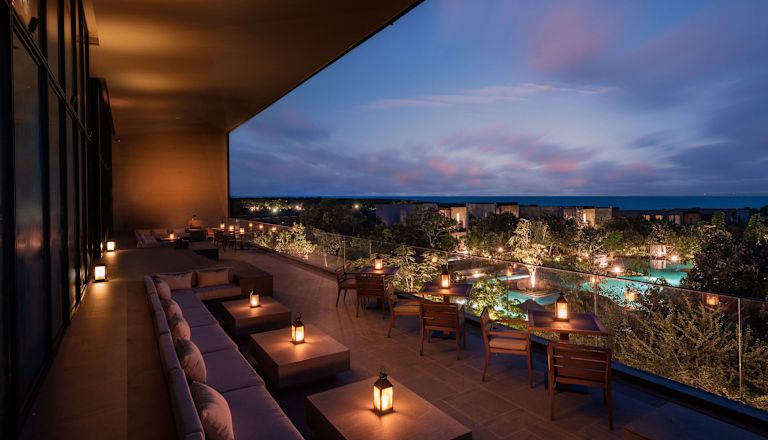 View of the Pool from Vanya Lounge at Night