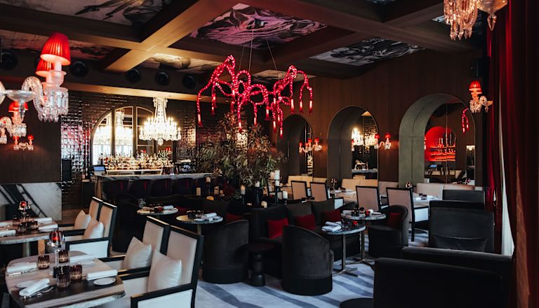 Tables and chairs in SAX Restaurant