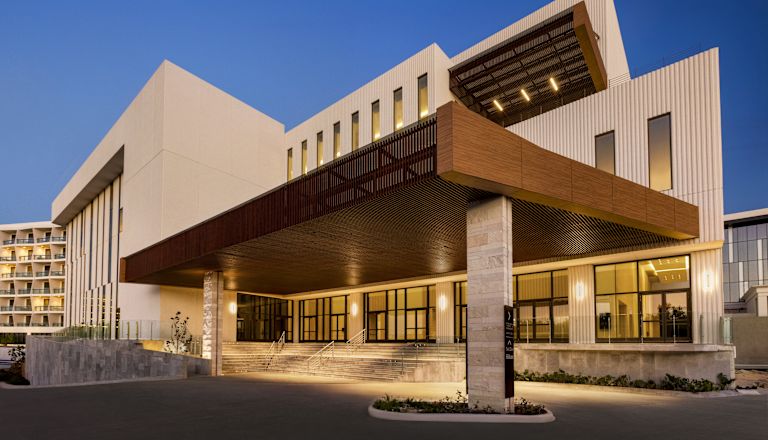 Exterior of meeting complex
