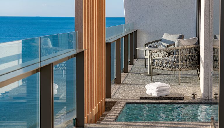 Guest room balcony with chairs