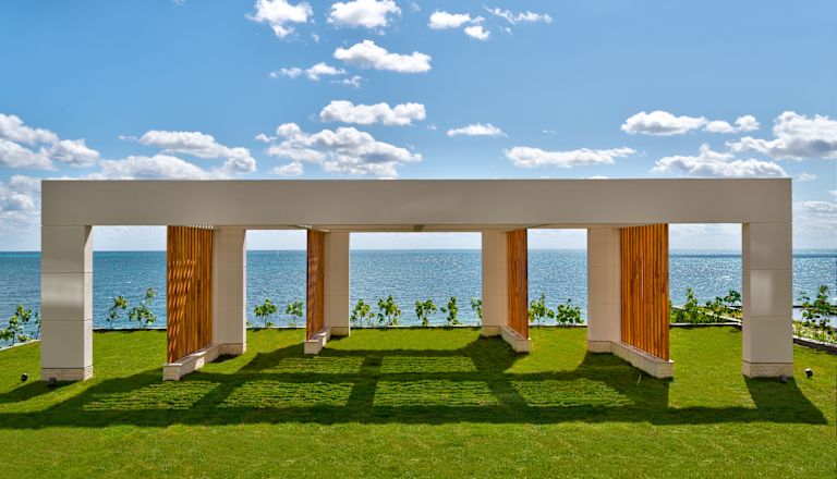 outdoor event venue with view of water