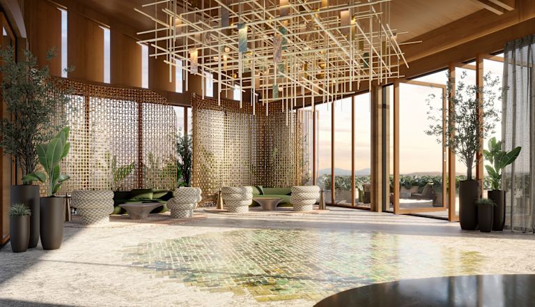 Amplia área de lobby con sillones cómodos