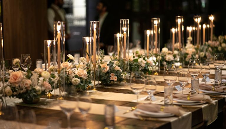 tables with plates and candles