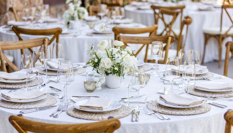 Tables Setup for an Event on a Terrace