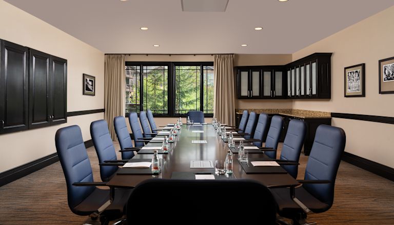 Parley's Boardroom with large meeting table and window