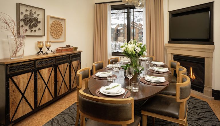 Dining area with TV