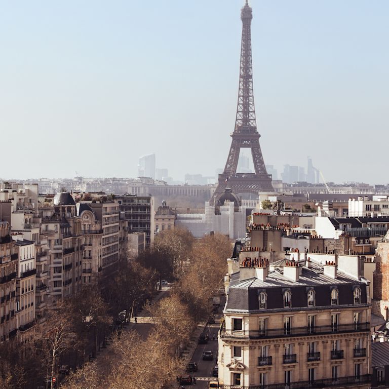 View of the Eiffel Tower from hotel rooftop