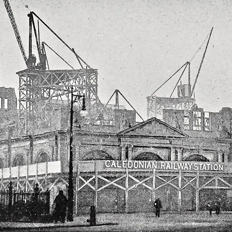 Old shot  of construction of Caledonian railway