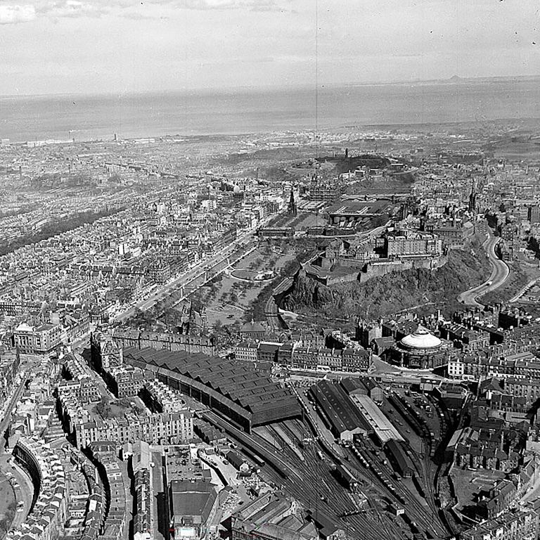 Old shot of the city after historical fire