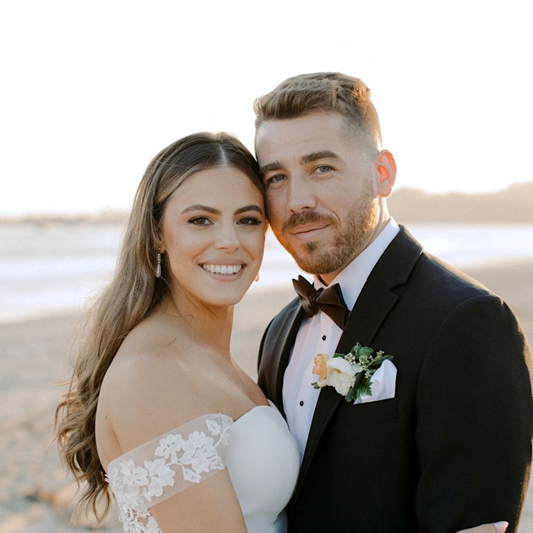 bride and groom on the beach