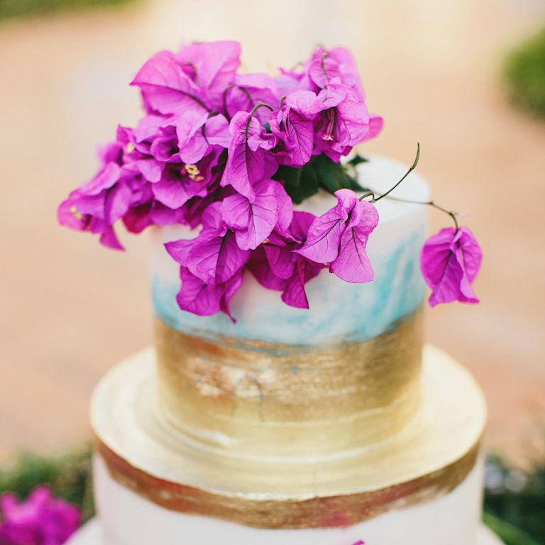 wedding cake with pink flowers