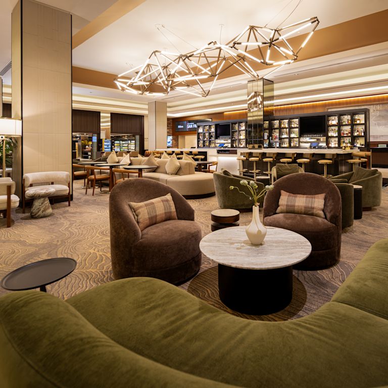 Seating area in hotel lobby