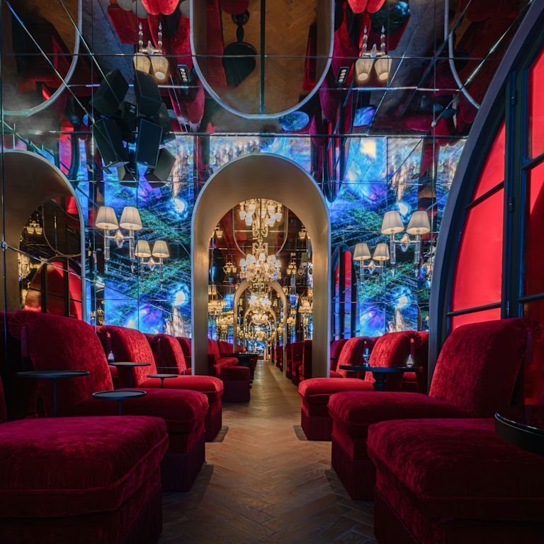 Large chandelier over the bar