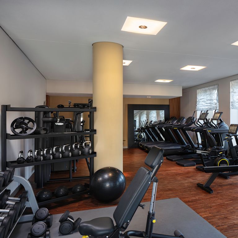 Fitness center with cardio machines and free weights
