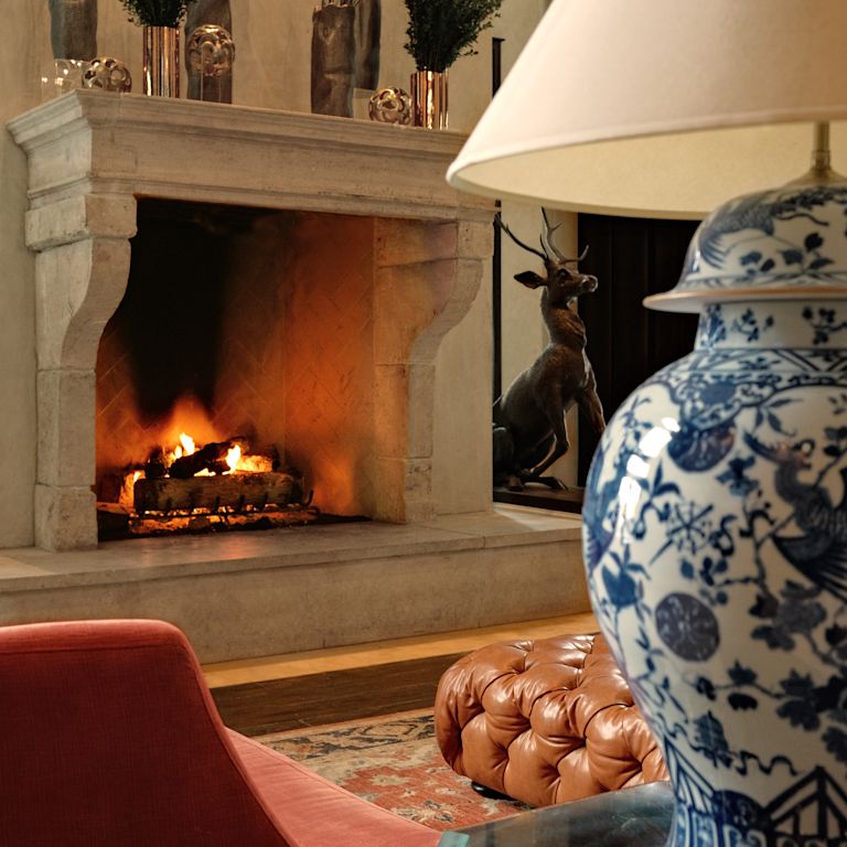 Waldorf Astoria Park City lobby fireplace