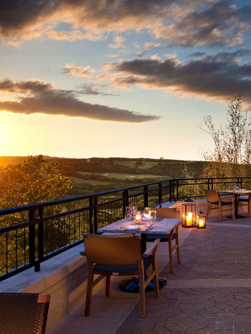 SweetFire Kitchen outdoor patio seating at sunset-transition